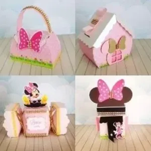 Kit aniversário Minnie Rosa simples em Studio e PDF. Ideal para decoração, topper e temas de festas em casa.