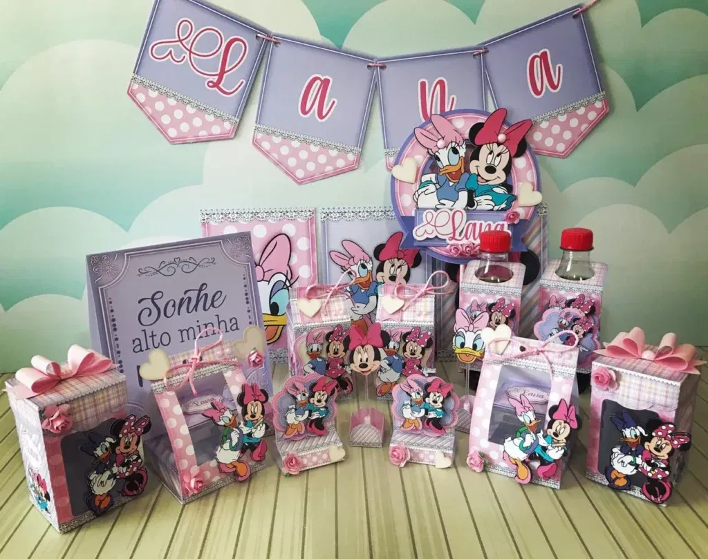 Moldes de decoração Minnie e Margarida para aniversário. Arquivo de corte Studio e PDF para topper.