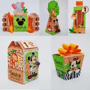 Arquivo de Corte Studio do tema Safari do Mickey. Ideal para decoração de festas de aniversário infantil. Inclui topo de bolo e topper.