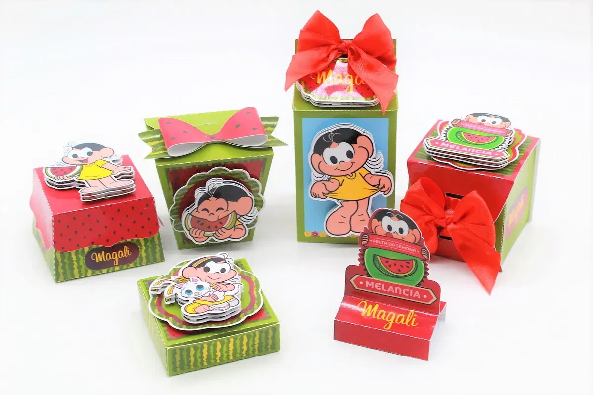 Kit digital de decoração e topper para aniversário Tema Magali. Arquivo de alta qualidade em Studio e PDF