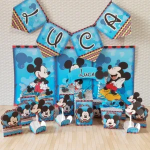 Topo de bolo e topper Mickey em alta resolução. Arquivos PNG, Studio e PDF para decoração de festas de aniversário.