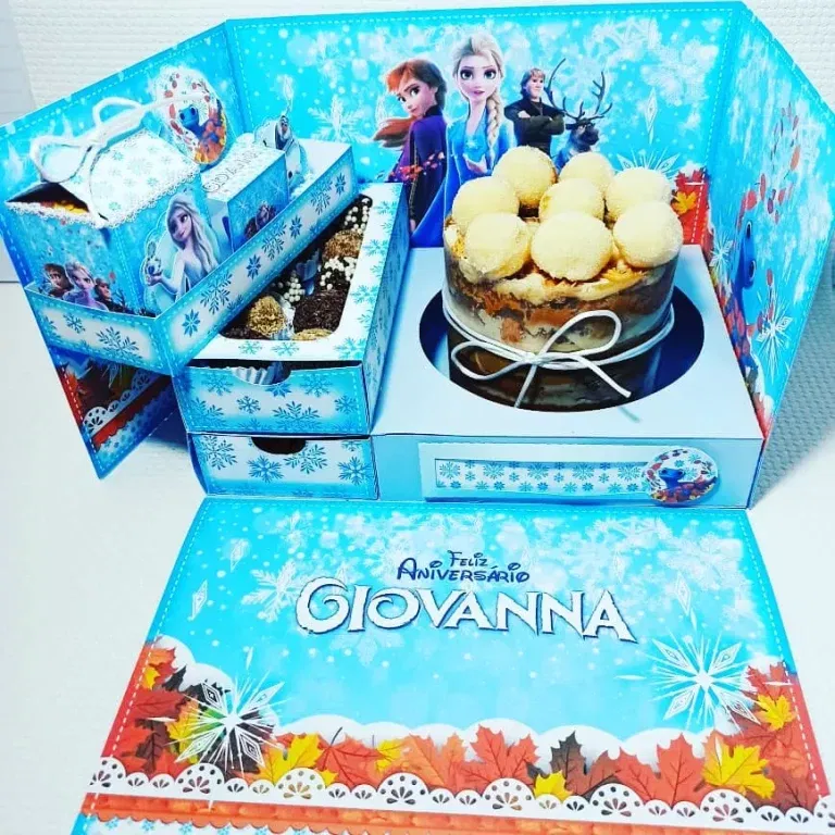 Download imediato de arquivo de corte caixa cenário Frozen. Decoração, topper e festas.