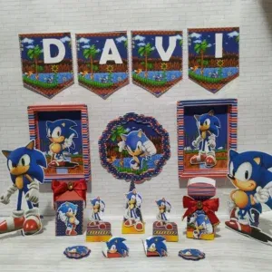 Decoração Sonic para imprimir e cortar em casa. Arquivo digital Studio e PDF.