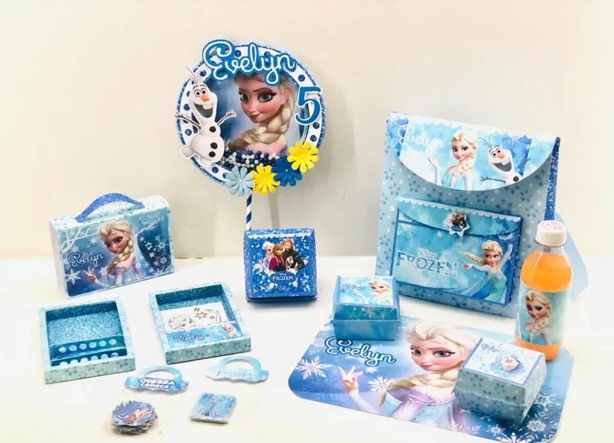 Arquivo de corte festa na escola Frozen em Studio e Pdf. Decoração, topper e festas.