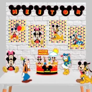 Arquivo de corte Mickey e Sua Turma para Silhouette Studio. Ideal para decoração de aniversário e festas infantis. Inclui topo de bolo.