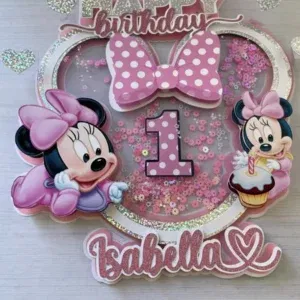 Topo de bolo Minnie Baby em camadas para Silhouette Studio. Ideal para decoração de aniversário e topper de festas.