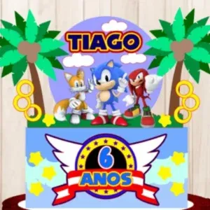 Topper de bolo Sonic em camadas para Silhouette Studio. Decoração, temas e festas.