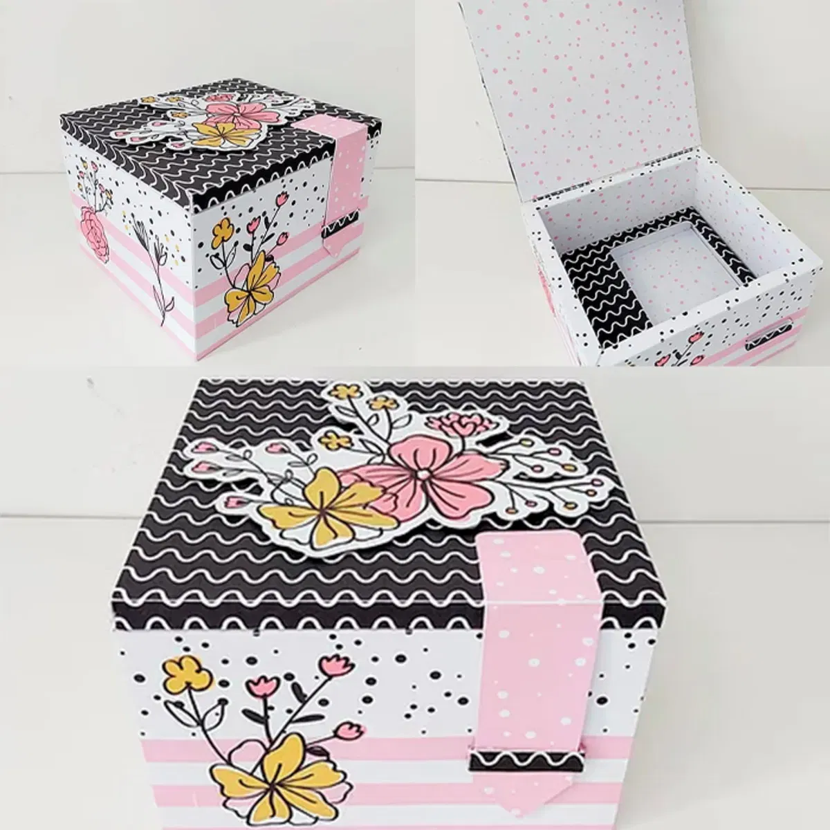 Imagem de Caixa Caneca Floral em Arquivo de Corte Studio e PDF. Ideal para decoração e lembranças de festas de aniversário com temas românticos.