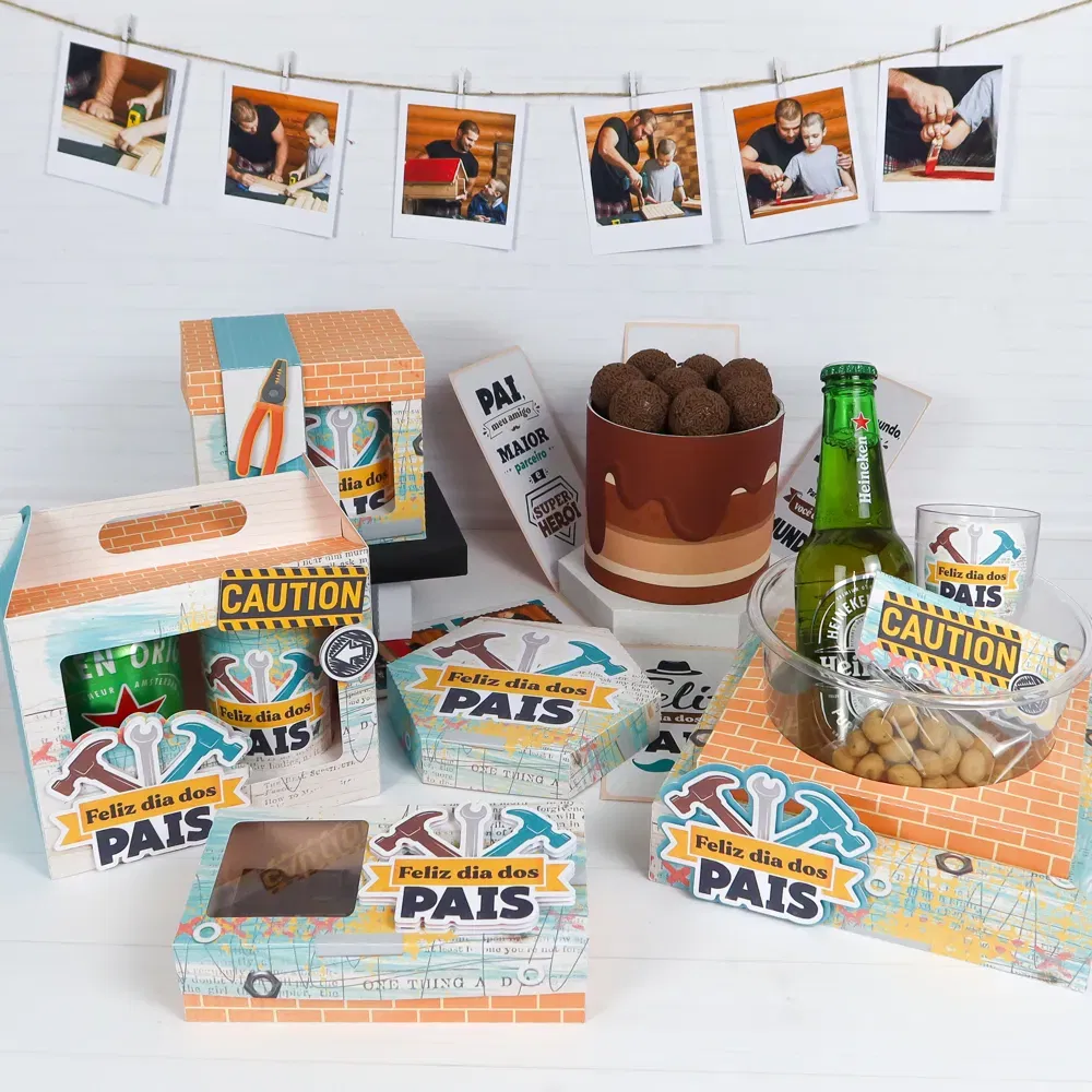 Decoração Dia dos Pais para imprimir e cortar. Arquivo de corte Studio e PDF para festas.