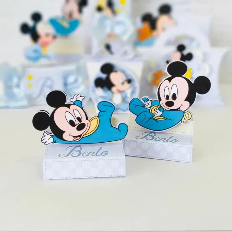 Arquivo de corte Mickey Baby nos formatos Studio e PDF. Ideal para decoração de aniversário de 1 ano e festas. Inclui topper.