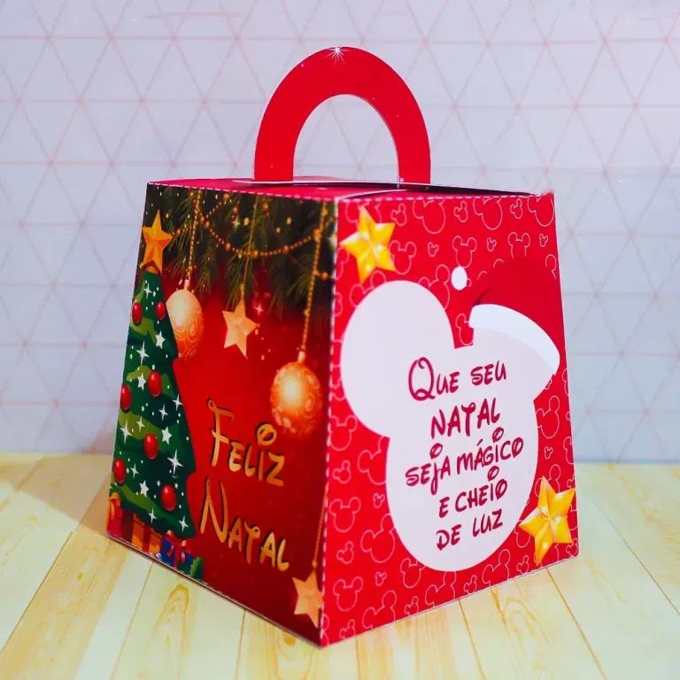 Topper de doces Mickey Natal para aniversário. Arquivo de corte Studio e PDF para decoração de festas infantis.