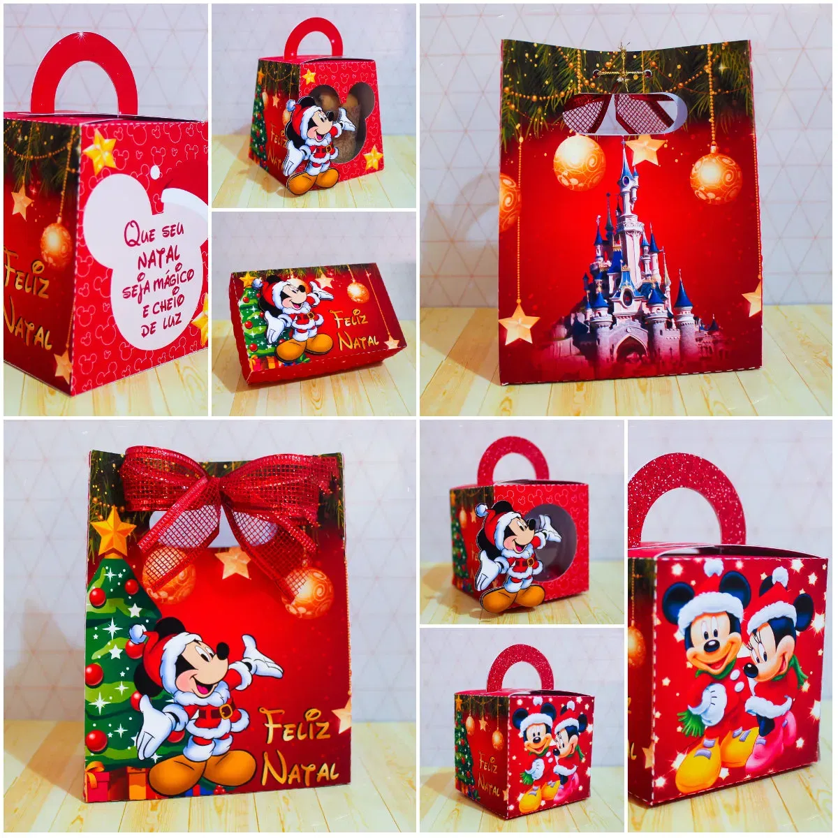 Decoração de aniversário DIY Mickey Natal. Arquivo de corte Studio e PDF para festas, topper e topo de bolo.