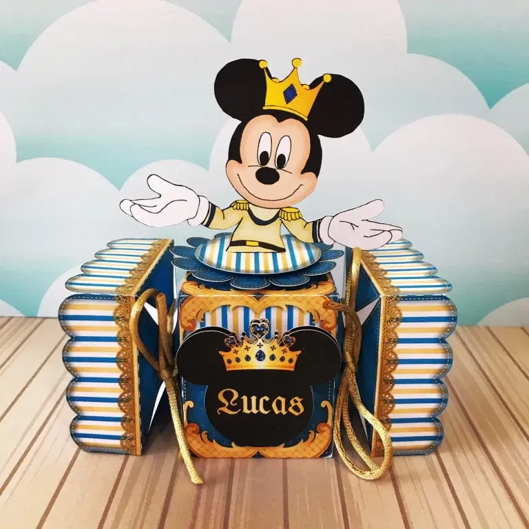 Decoração Mickey Realeza para primeiro aniversário. Arquivo de corte Studio, PDF e topper em PNG.