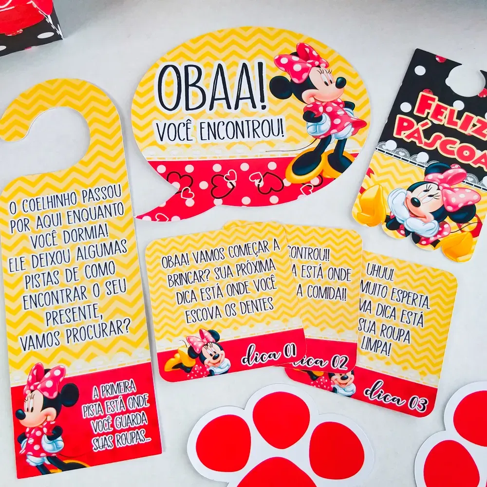 Kit Minnie Páscoa para imprimir e cortar. Arquivo de corte Studio e PDF para decoração e festas.
