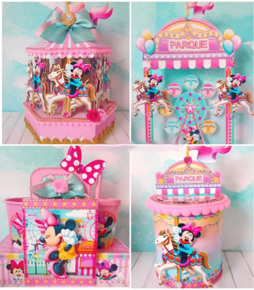 Arquivo de corte Parque da Minnie para Silhouette Studio. Ideal para decoração de aniversário e topper de luxo.