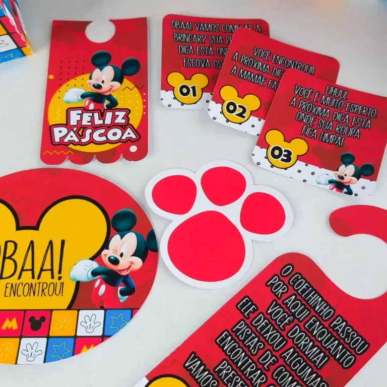 Topo de bolo temático de Páscoa Mickey. Arquivo de corte Studio/PDF para decoração de festas de aniversário.