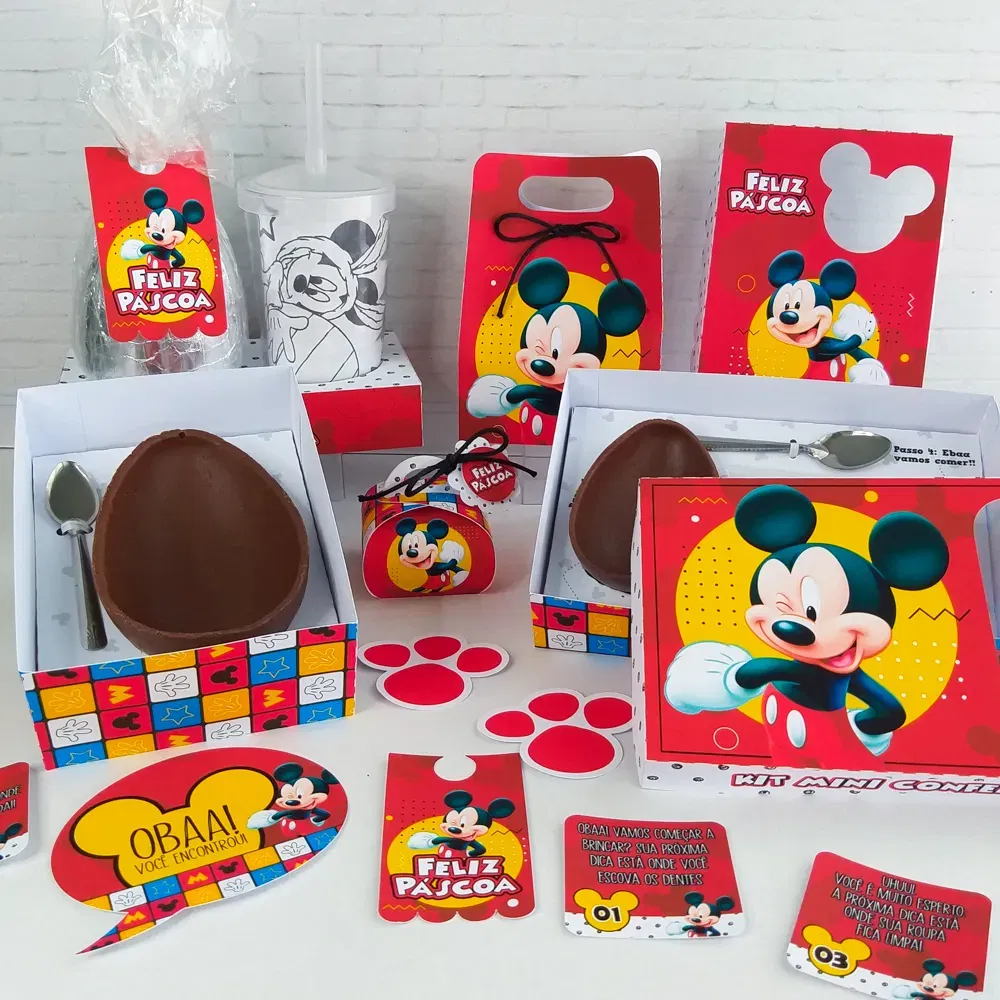 Decoração DIY de Páscoa Mickey. Arquivo de corte Studio/PDF para festas, topper e topo de bolo.