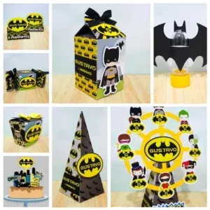 Decoração Batman DIY com Arquivo de Corte Silhouette Studio. Kit para festas de aniversário com foco na praticidade. Inclui moldes de topo de bolo e topper.