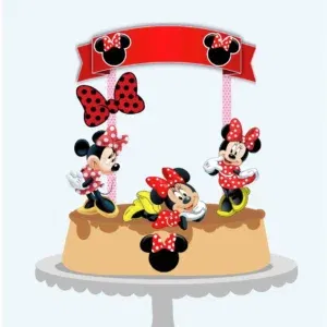 Topper de bolo Minnie para Silhouette Studio. Arquivo de corte ideal para decoração de aniversário e temas de festas.