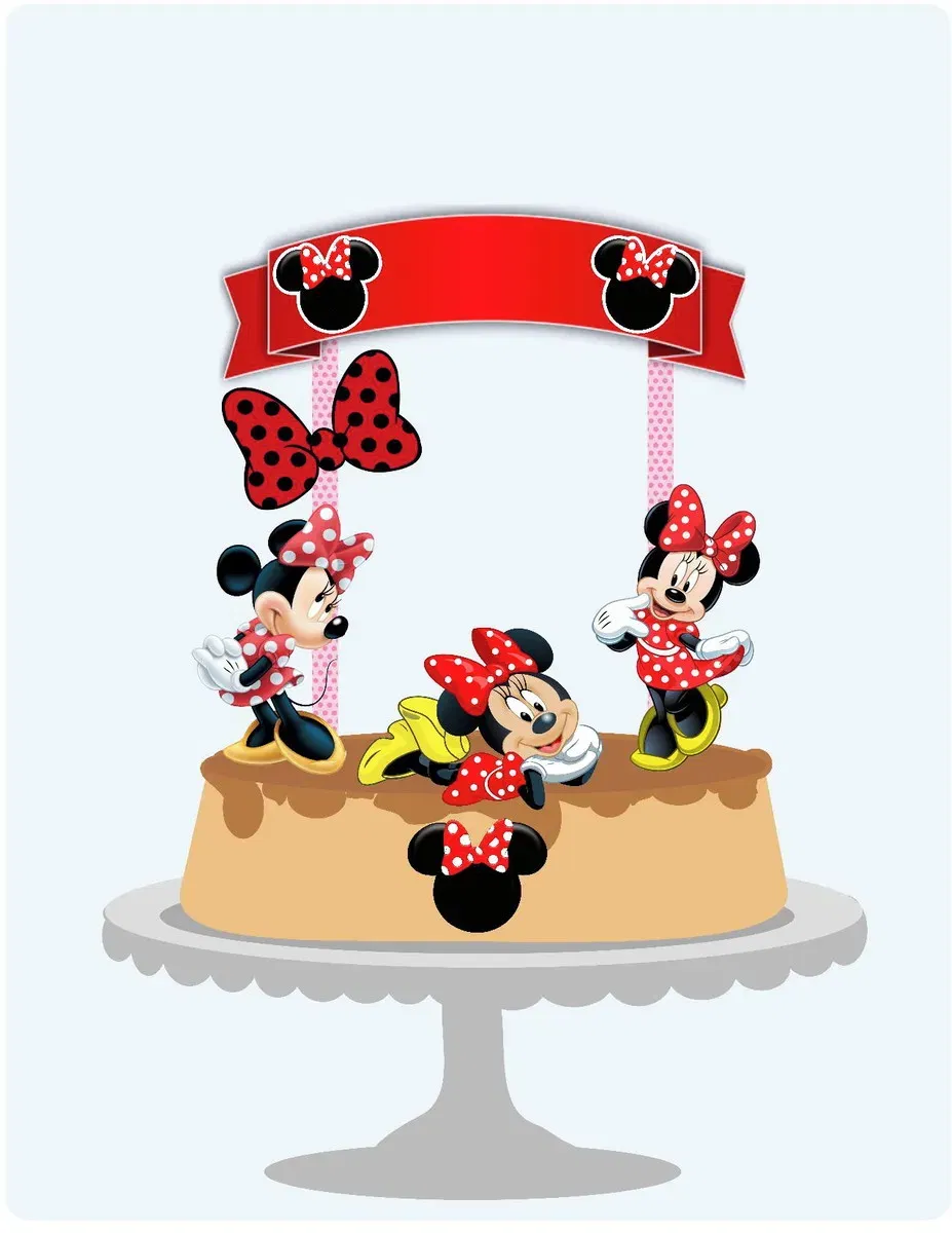 Topper de bolo Minnie para Silhouette Studio. Arquivo de corte ideal para decoração de aniversário e temas de festas.