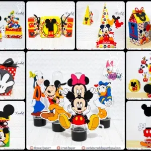 Arquivo de corte Turma do Mickey para Silhouette Studio. Ideal para decoração de aniversário e festas infantis. Inclui moldes de topper.