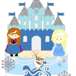Arquivo de corte castelo Frozen para topo de bolo em Studio. Decoração e festas.