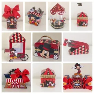 Centro de mesa Circo do Mickey em arquivo de corte Studio. Ideal para decoração de aniversário e festas infantis. Complementa o topo de bolo.