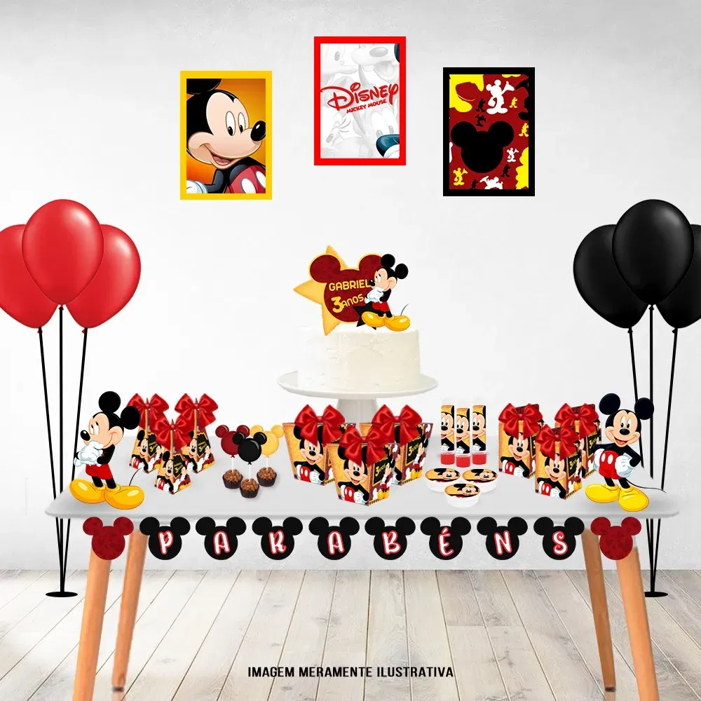 Centro de mesa do Mickey Mouse em arquivo de corte Studio e PDF. Ideal para decoração de aniversário e festas. Complementa o topo de bolo.