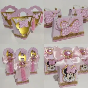 Centro de mesa Minnie Rosa em camadas para Silhouette Studio e PDF. Ideal para decoração, topper e aniversário.