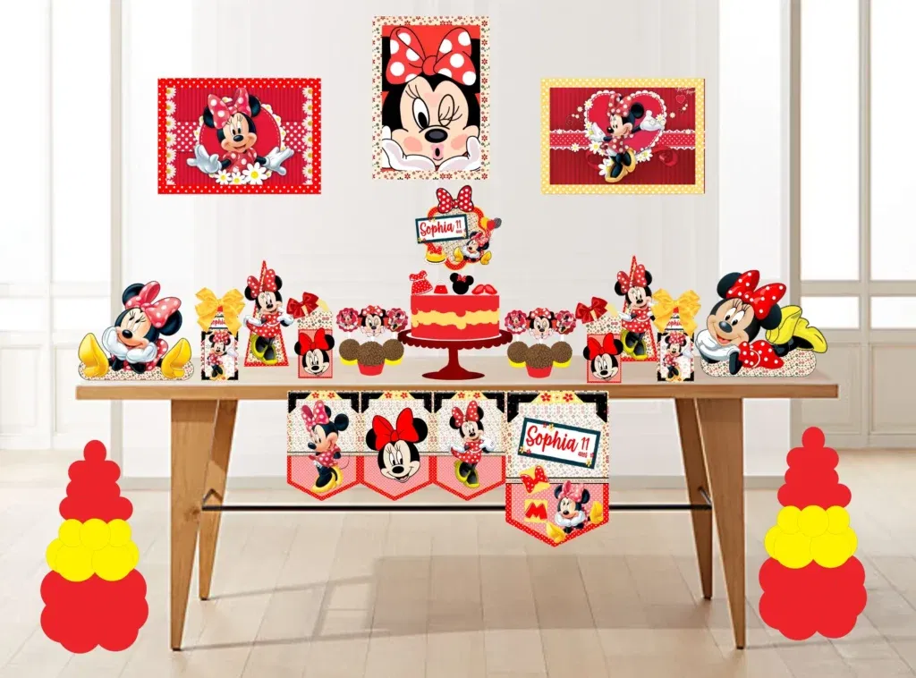 Centro de mesa Minnie para Silhouette Studio e PDF. Ideal para decoração de aniversário e topper de festas.