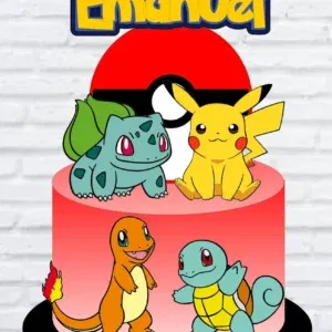 Imagem de Decoração Topper Pokémon para aniversário. Arquivo de Corte Studio essencial para festas com este tema. Perfeito para o topo de bolo.