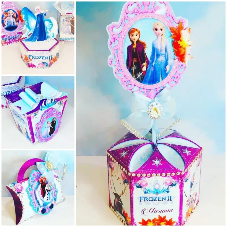 Kit decoração aniversário Frozen em Studio e PDF. Temas, topper e festas.