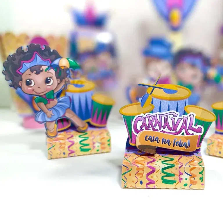 Kit decoração Bloquinho de Carnaval em Studio e PDF. Ideal para festas, topper e aniversário.