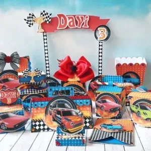 Decoração Carrinho Hot Wheels (DIY). Arquivo de Corte Studio e PDF para festas e aniversário. Inclui moldes de topo de bolo e topper.