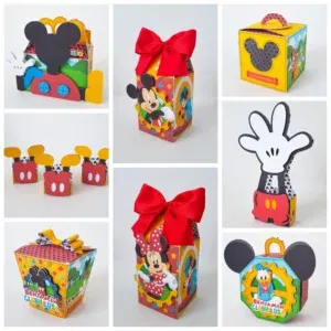 Kit de decoração A Casa do Mickey Mouse em Studio, PNG e PDF. Ideal para temas de festas de aniversário. Inclui moldes de topper e topo de bolo.