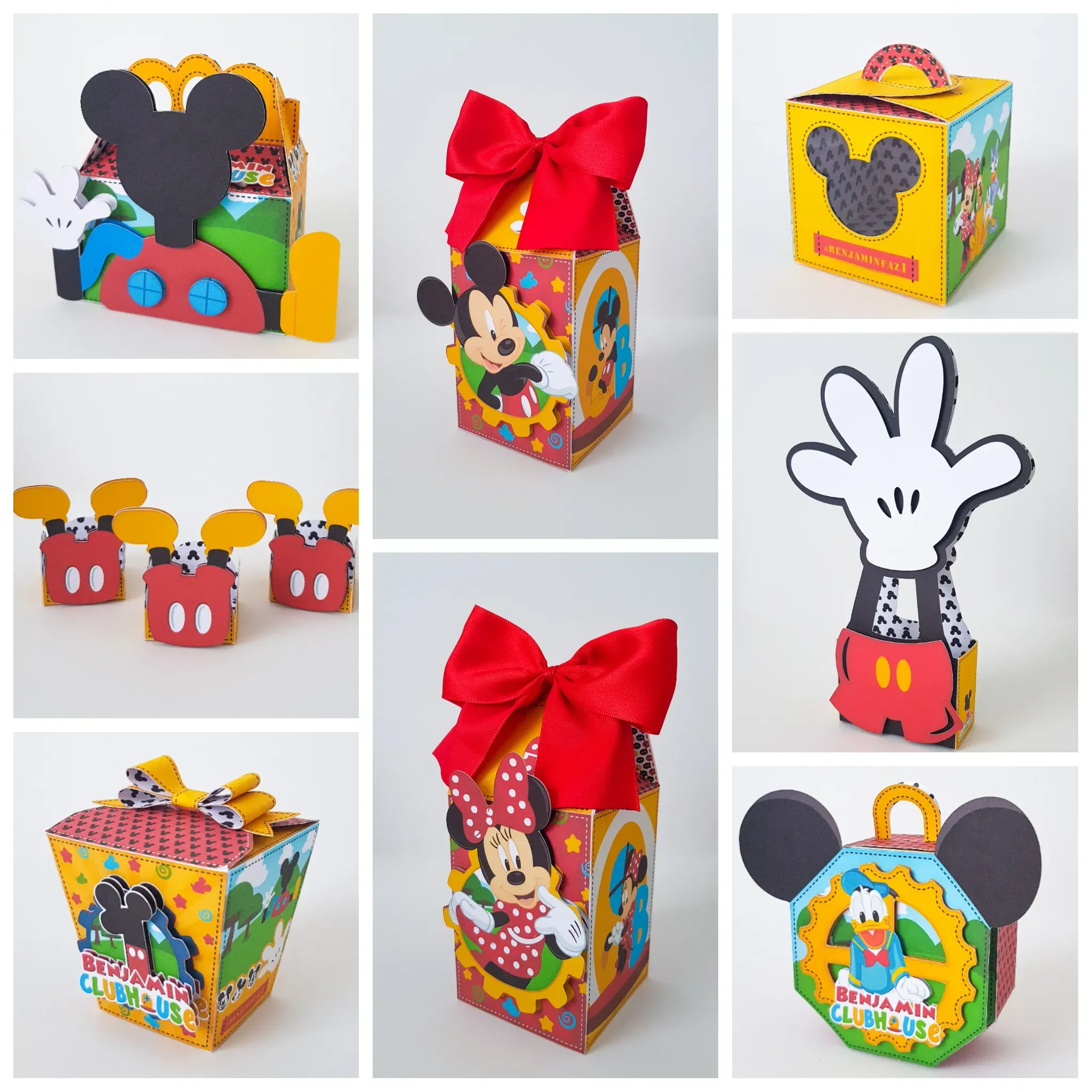 Kit de decoração A Casa do Mickey Mouse em Studio, PNG e PDF. Ideal para temas de festas de aniversário. Inclui moldes de topper e topo de bolo.