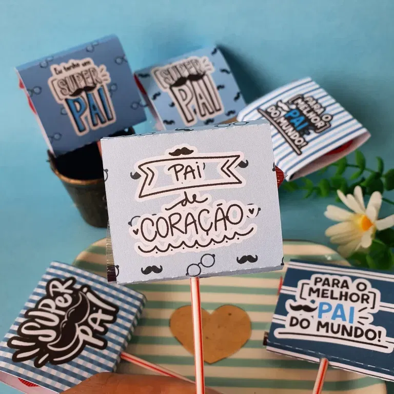 Kit profissional decoração Dia dos Pais em casa. Arquivo de corte Studio e PDF para topper.