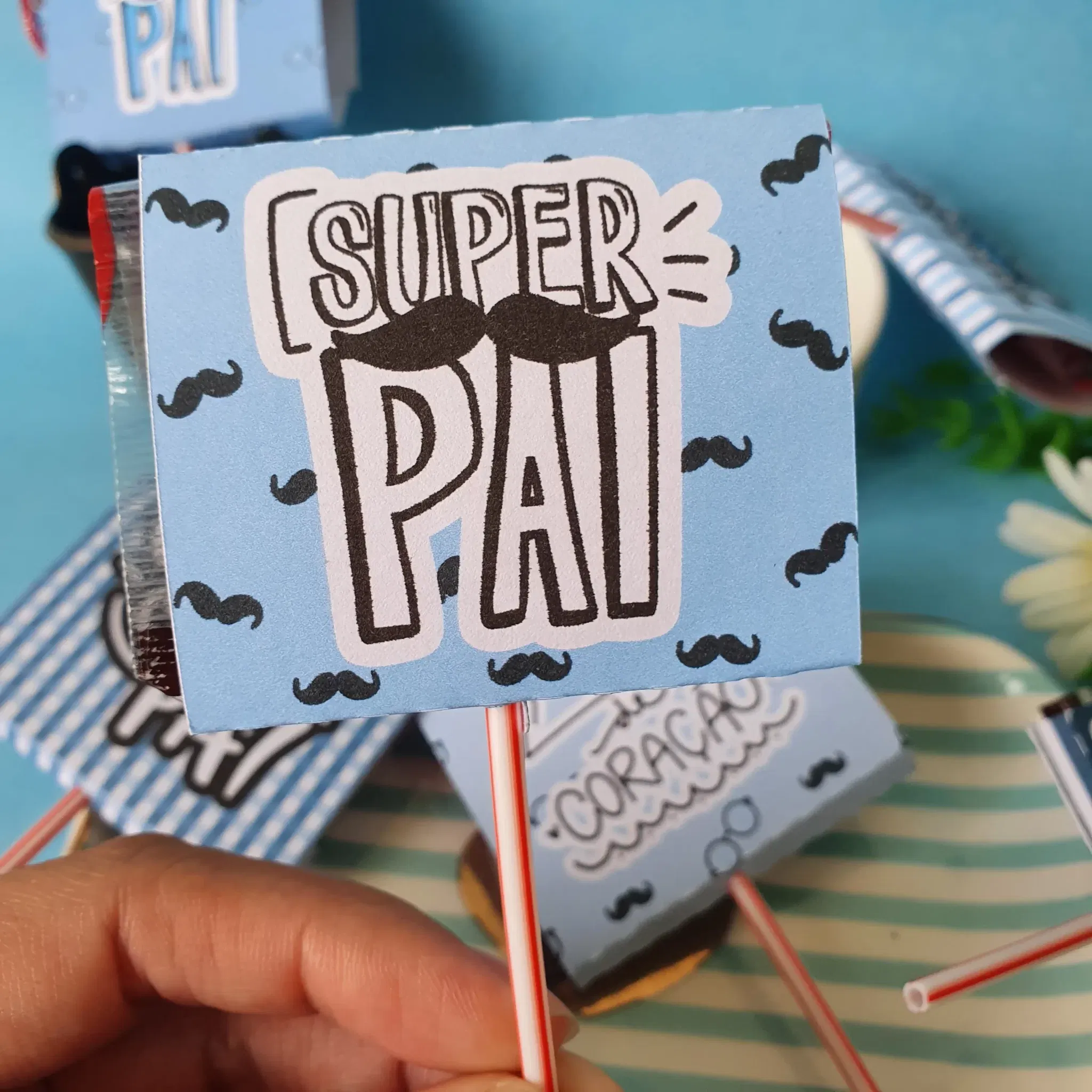 Moldes de decoração Dia dos Pais para fazer em casa. Arquivo de corte Studio e PDF para topper.