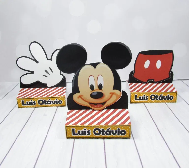 Moldes de decoração Mickey para aniversário infantil. Arquivo de corte Studio para topper e festas.