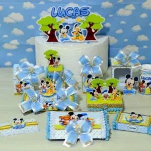 Decoração Mickey e Pato Donald para aniversário duplo. Arquivo de corte Studio e PDF. Topo de bolo e topper inclusos.