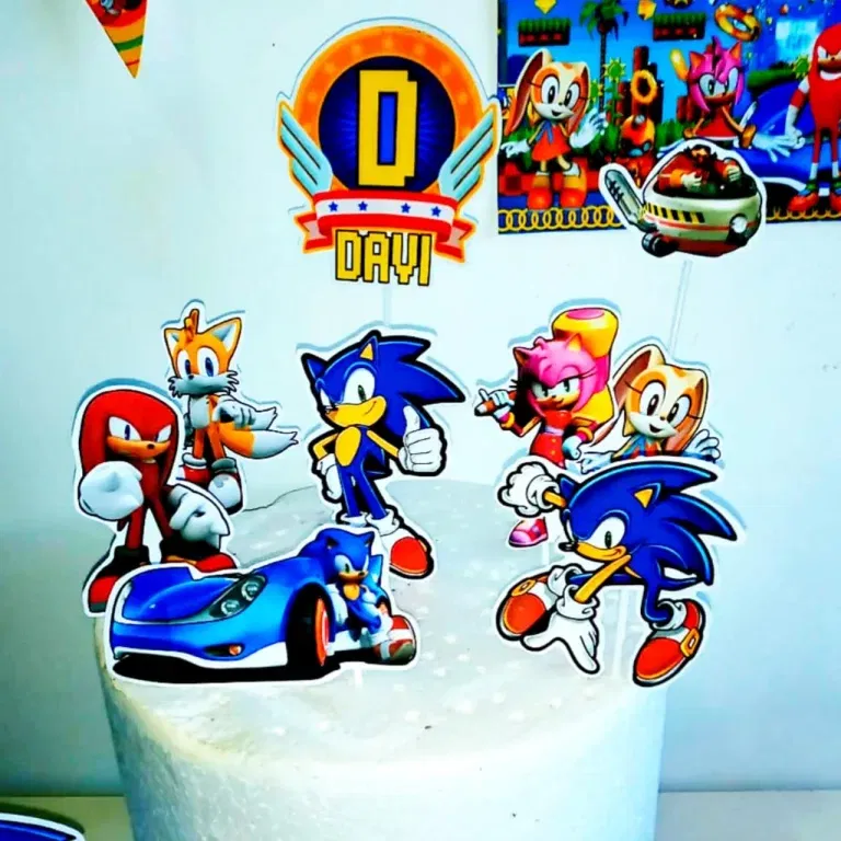 Kit profissional decoração infantil Sonic. Arquivo de corte, topper e temas.