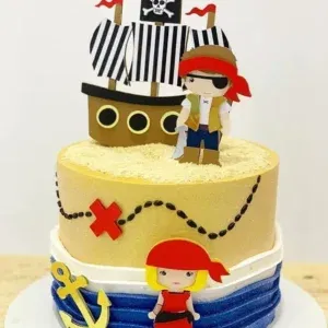 Topper de Bolo Pirata em Arquivo de Corte Studio. Essencial para decoração de festas e aniversário com este tema. Use como topo de bolo.