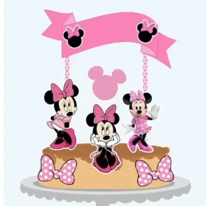 Topper de bolo Minnie Rosa para Silhouette Studio. Ideal para decoração de aniversário e temas de festas infantis.
