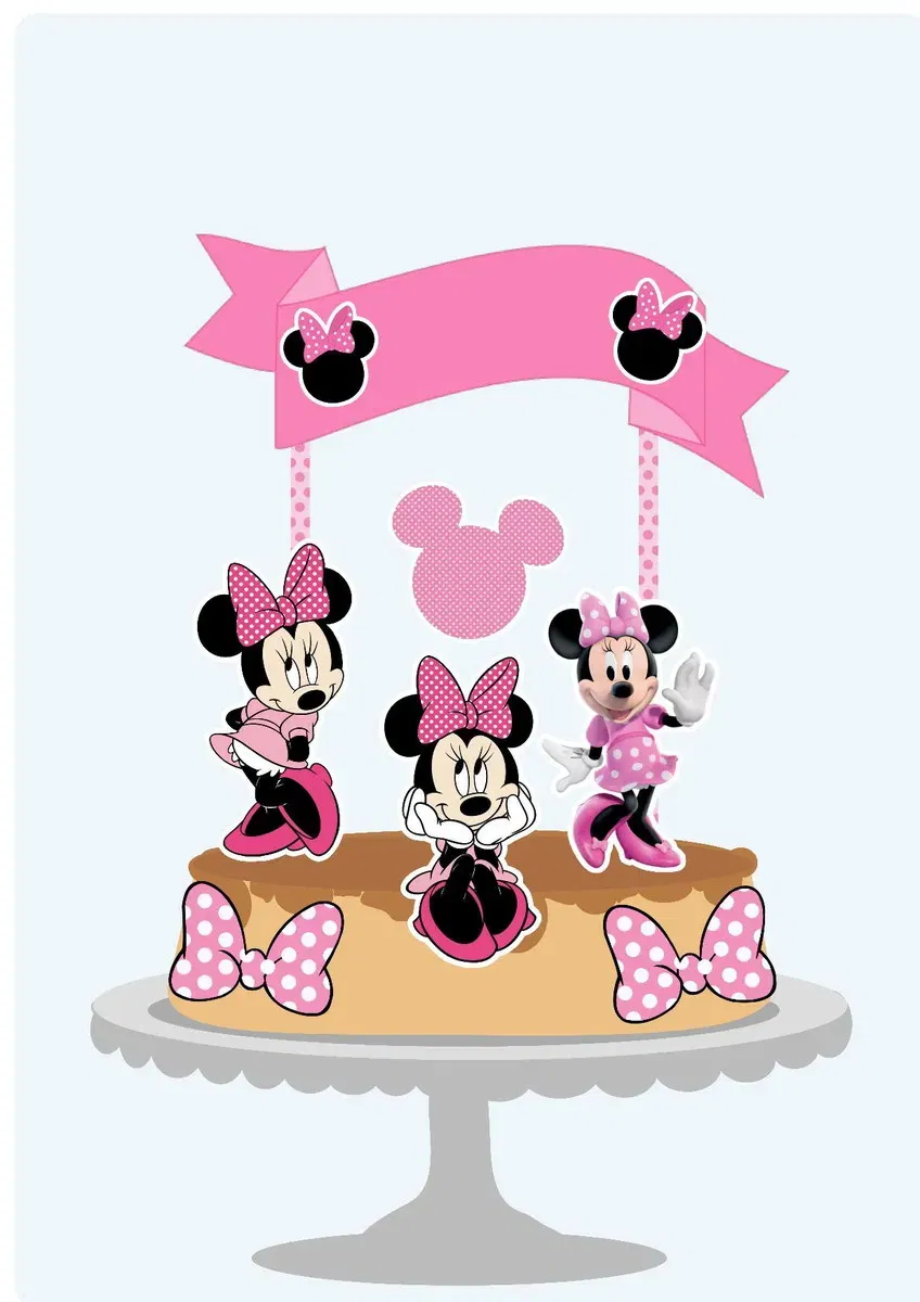 Topper de bolo Minnie Rosa para Silhouette Studio. Ideal para decoração de aniversário e temas de festas infantis.