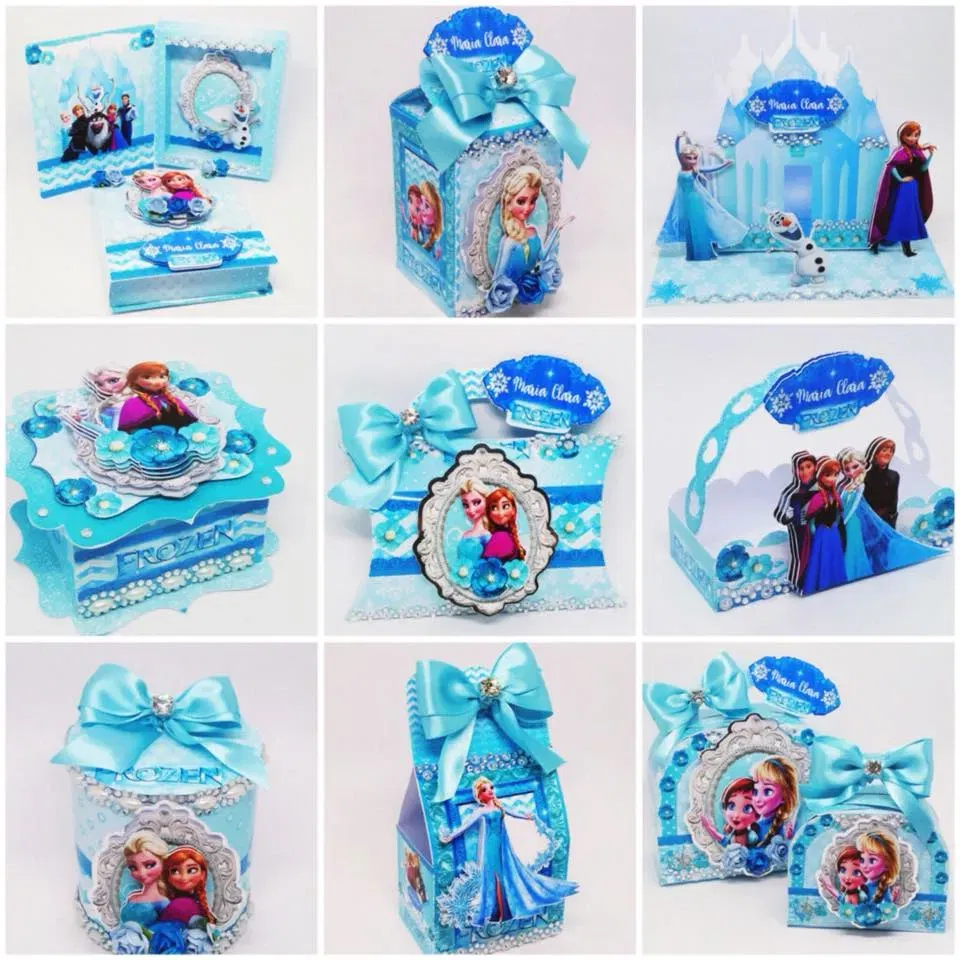 Decoração da Frozen para aniversário personalizada em Studio. Arquivo de corte e festas.