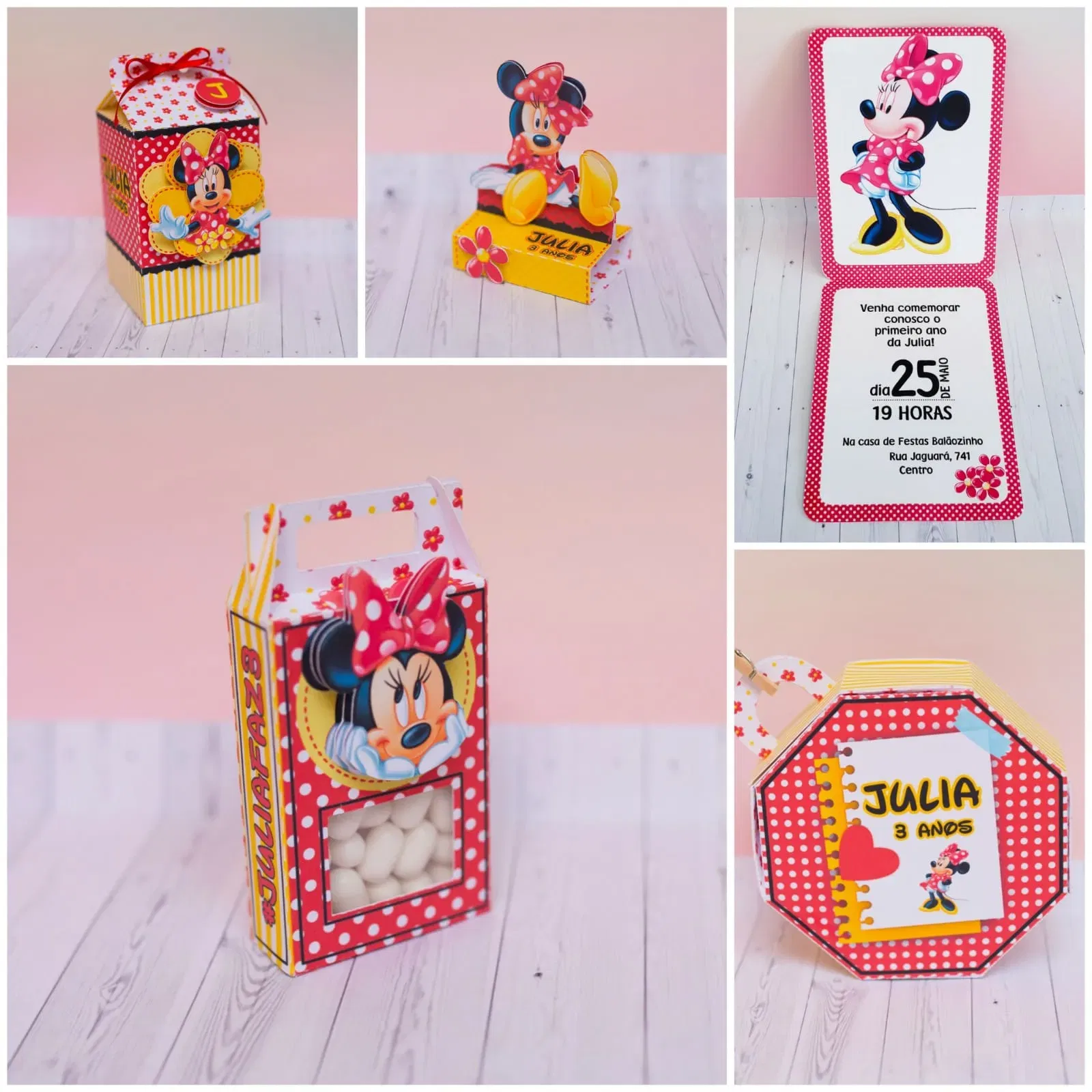 Moldes de decoração Minnie para aniversário. Arquivo de corte Studio e PDF para topper e mesa de festa.