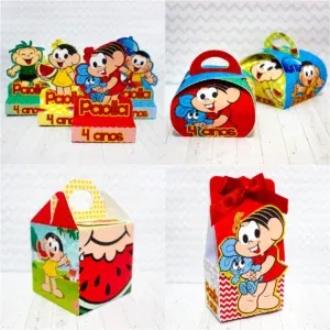 Kit Decoração de Aniversário da Turma da Mônica em Arquivo de Corte Studio. Essencial para festas com este tema clássico. Inclui moldes de topo de bolo e topper.