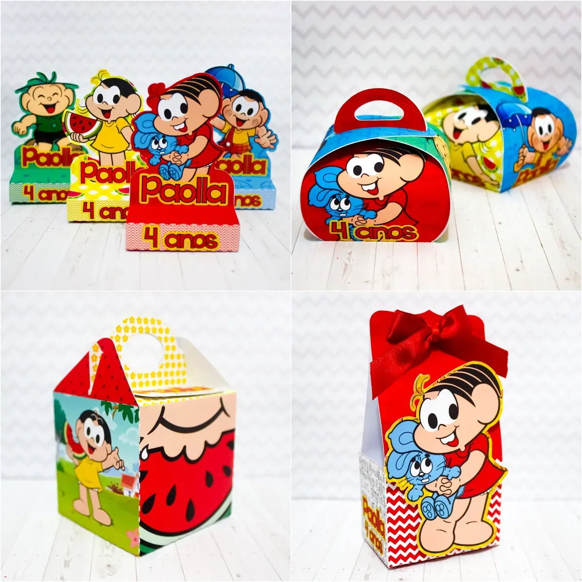 Kit Decoração de Aniversário da Turma da Mônica em Arquivo de Corte Studio. Essencial para festas com este tema clássico. Inclui moldes de topo de bolo e topper.