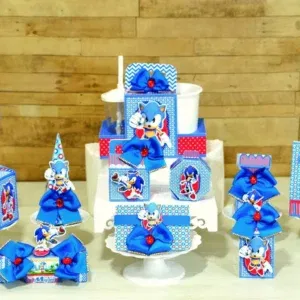 Moldes de decoração de aniversário Sonic. Arquivo de corte Studio e PDF.