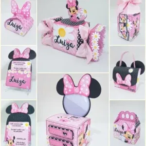 Decoração Minnie Rosa para imprimir e cortar. Arquivo de corte Studio e arquivos PNG de alta resolução.